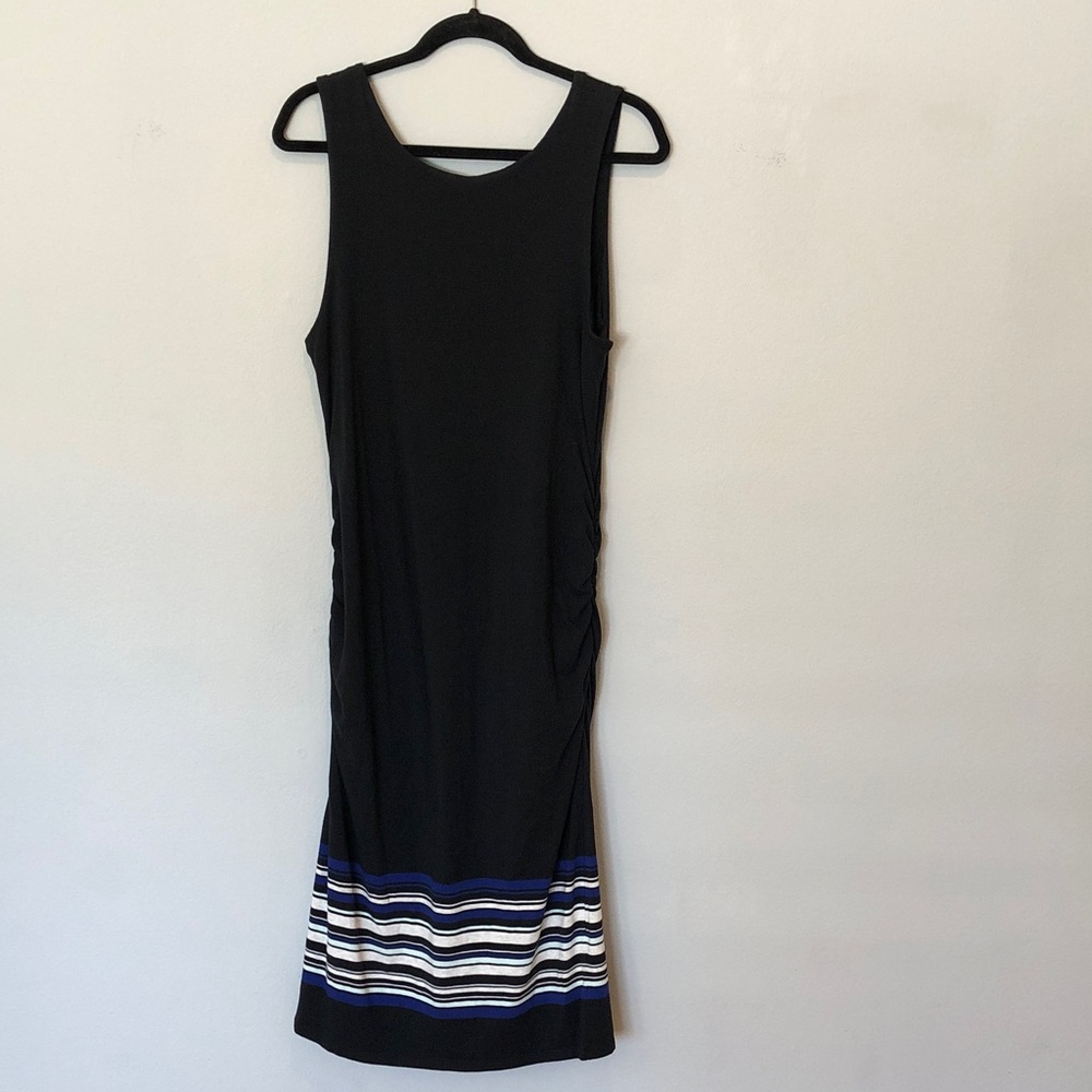 Elegant Black and Blue Striped Dress